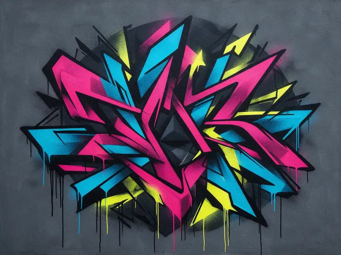 Abstract wildstyle mural painted by a player
