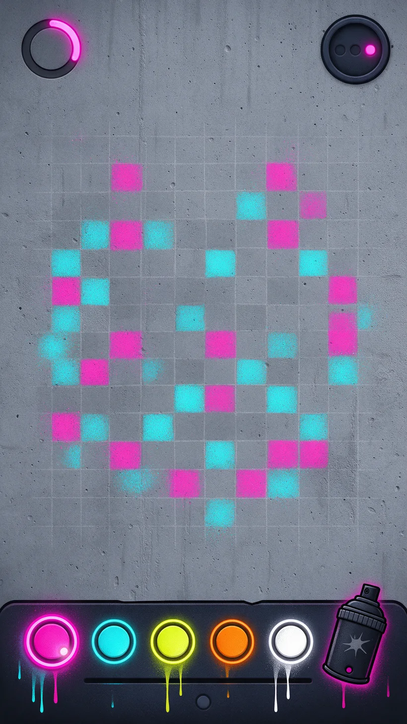 An empty wall grid waiting to be painted