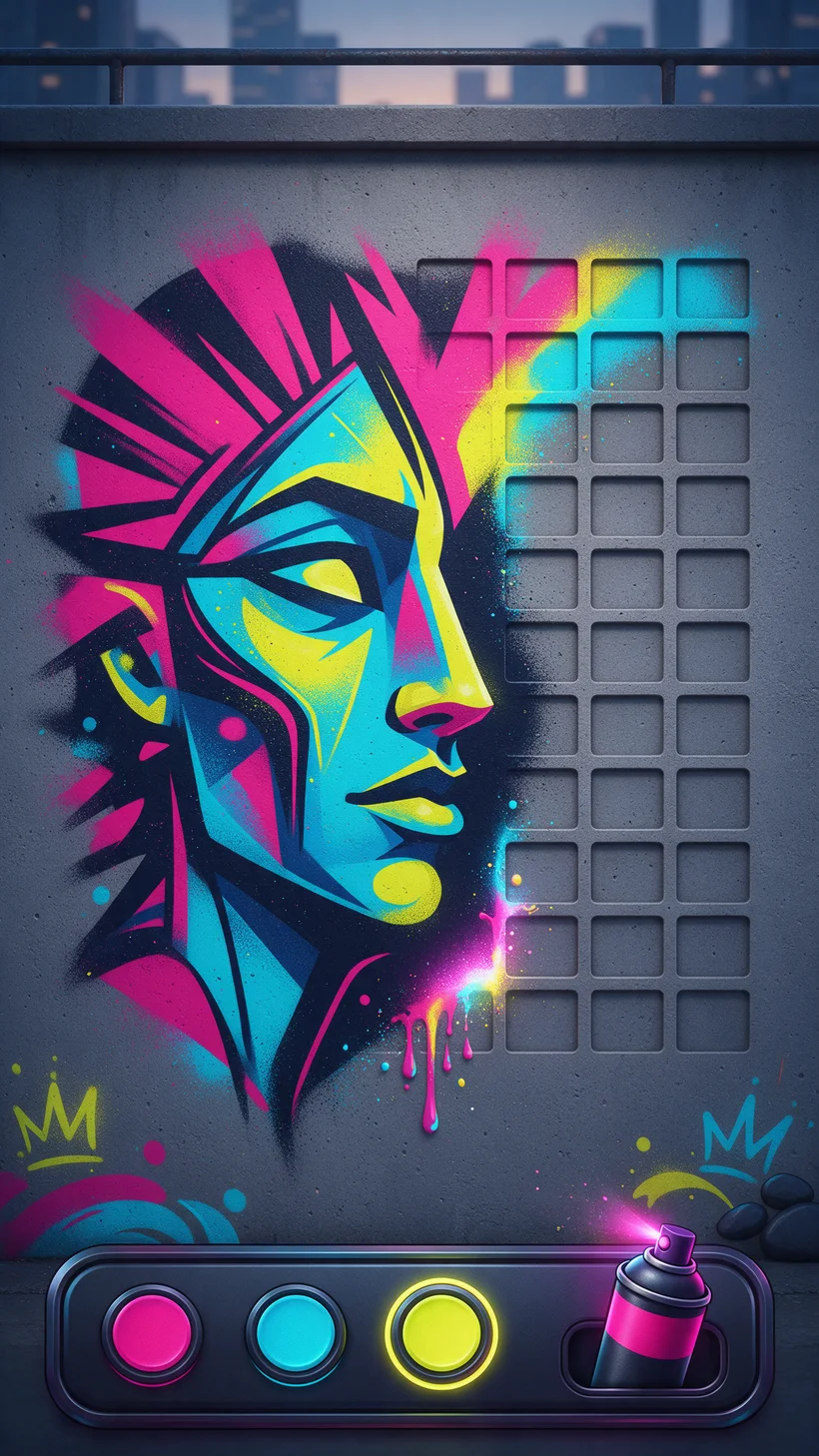 A mural halfway filled with spray paint